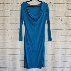Peruvian Connection Women's Blue Cowl Neck Long Sleeve Sweater Dress Size Small